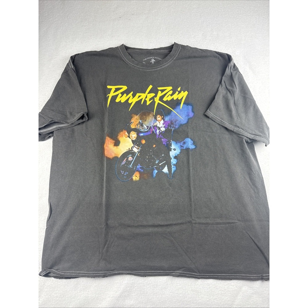 Prince Estate Official Short Sleeve Purple Rain Gray Tee Adult XL Rock 80's